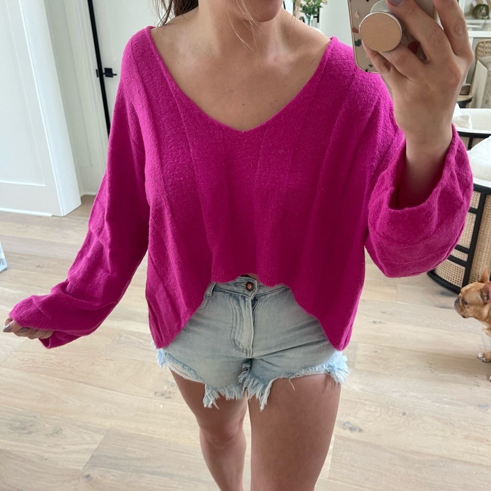 Pink Vneck Sweater- Never Worn